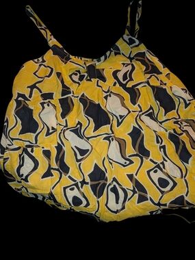 Abstract Yellow & Black Spaghetti-Strap Camisole